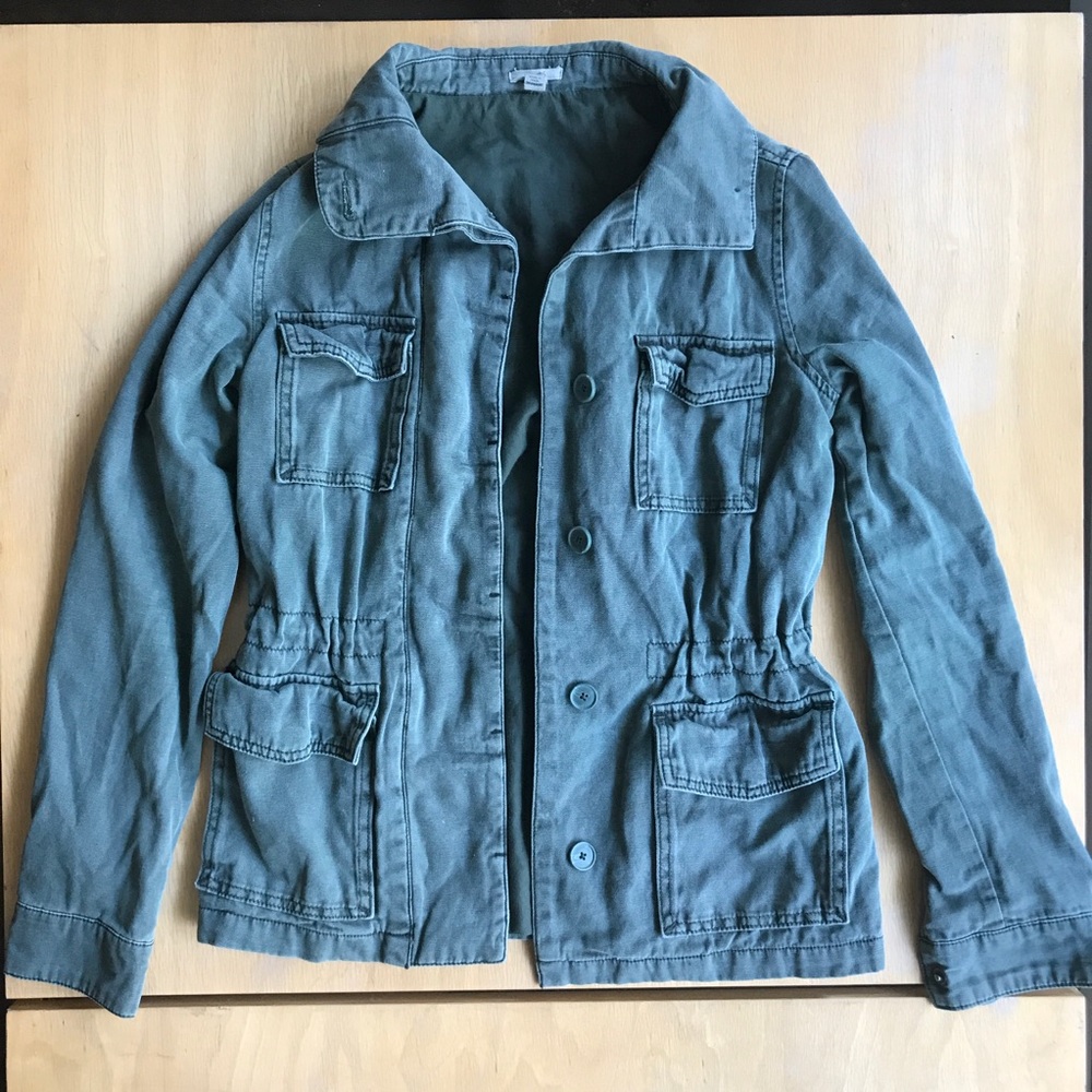 Army green cargo jacket drawstring